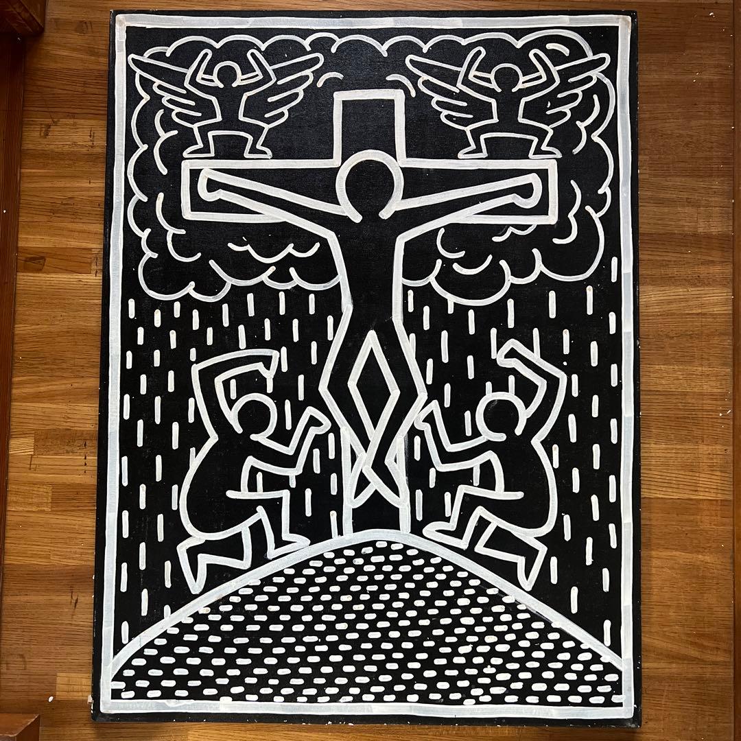 貴重　キース•ヘリング　大型肉筆油彩画