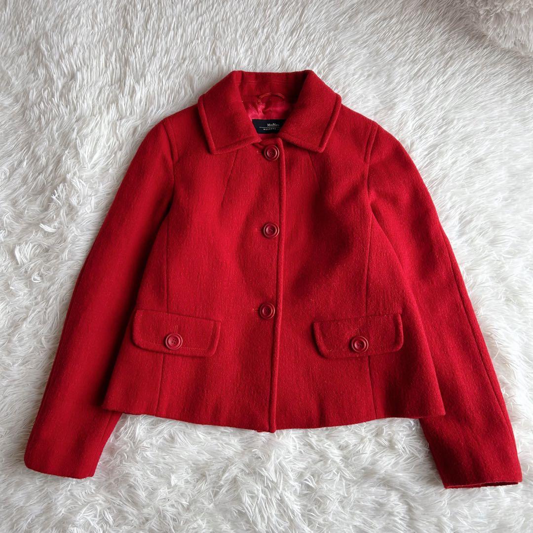 マックスマーラウィークエンドライン　ウールコート　ショート丈　赤　Lサイズ　美品