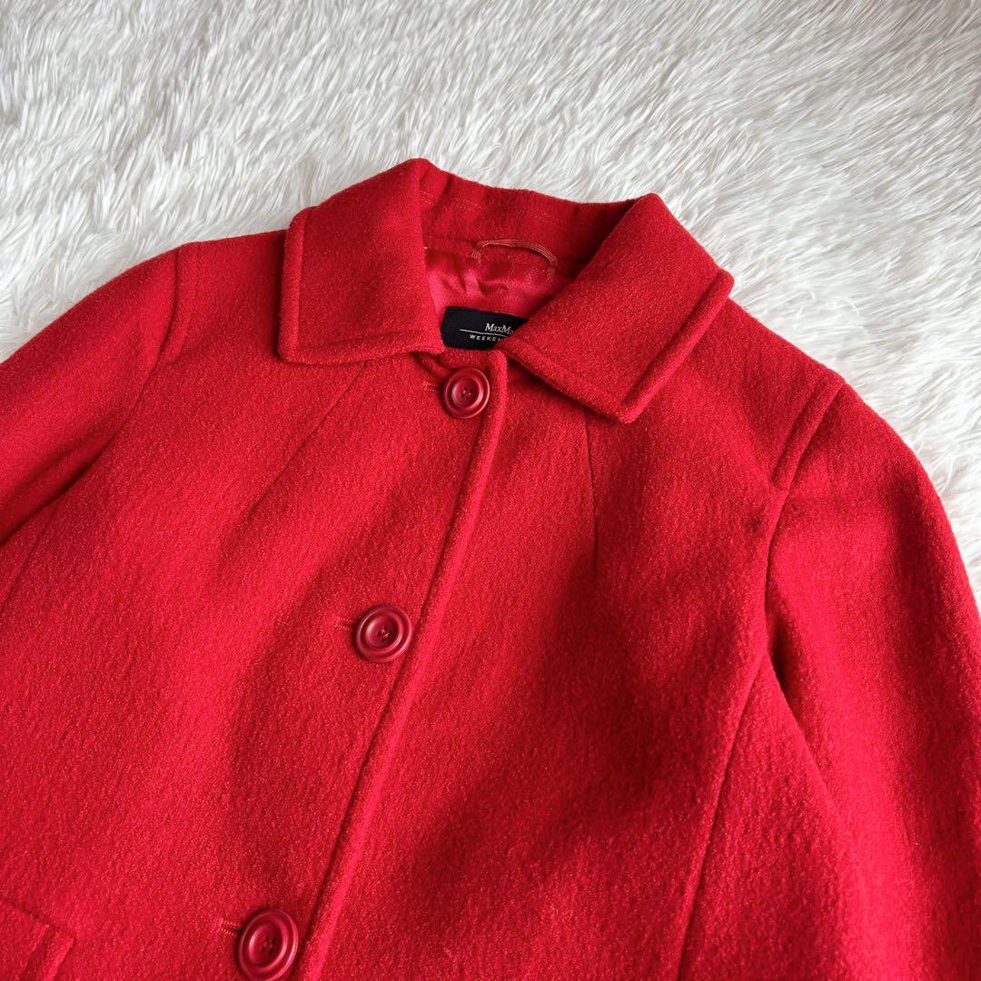 マックスマーラウィークエンドライン　ウールコート　ショート丈　赤　Lサイズ　美品