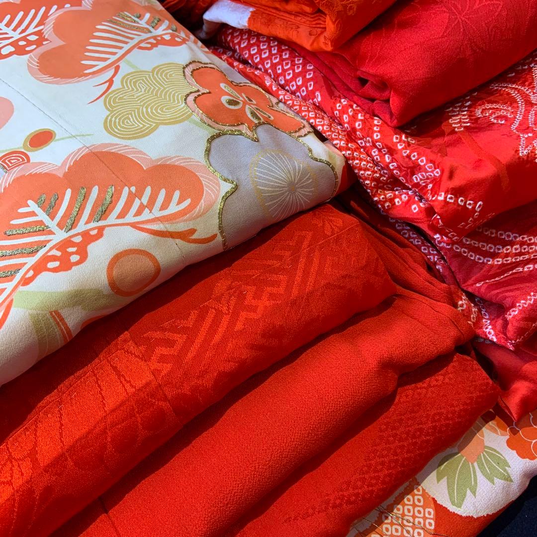 振袖長襦袢25枚綸子絞り錦紗おまとめ売り　材料正絹