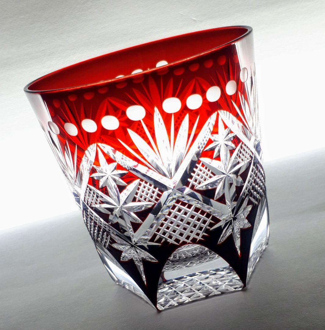 ⭐専用です　　門脇硝子　瑠璃 紅色被せ　ペア ロックグラス　【未使用】