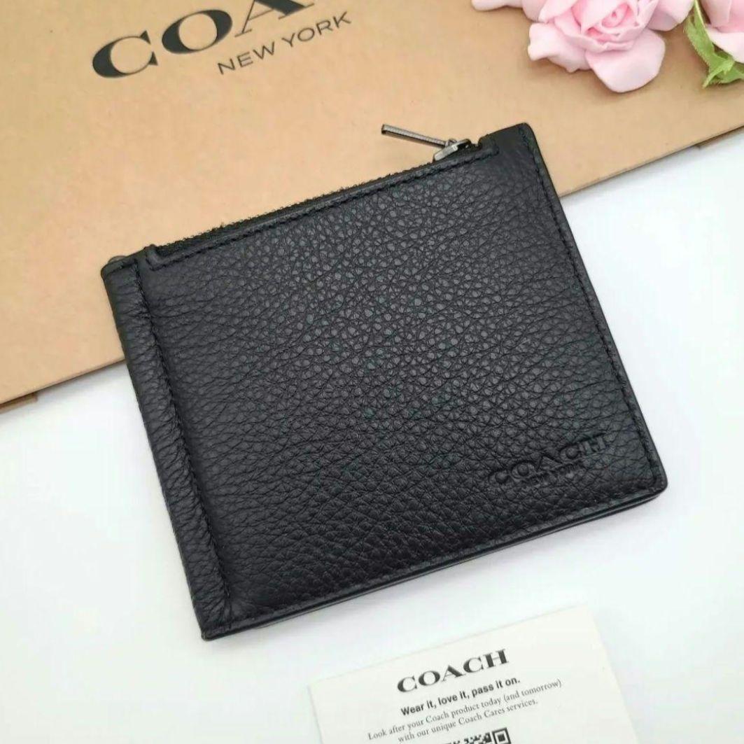 新商品　COACH　コーチ　マネークリップ　折り財布　正規品
