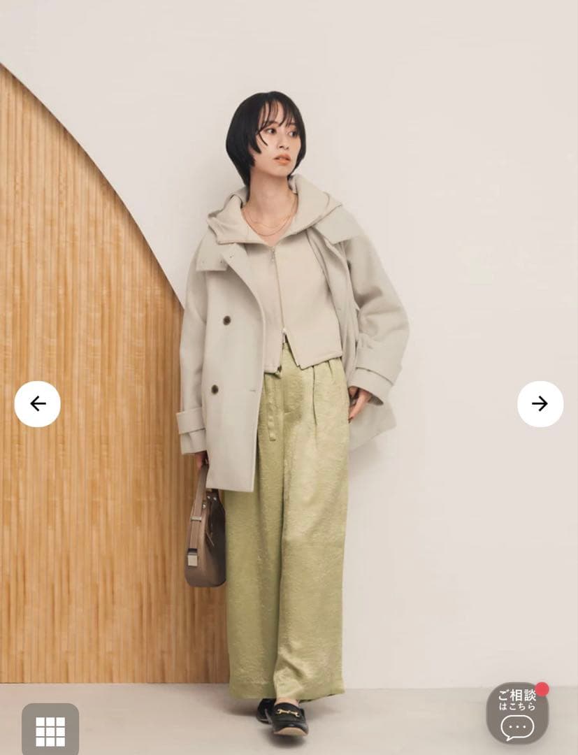 STRATA スタンドカラーミドル丈ウールコート ベージュ