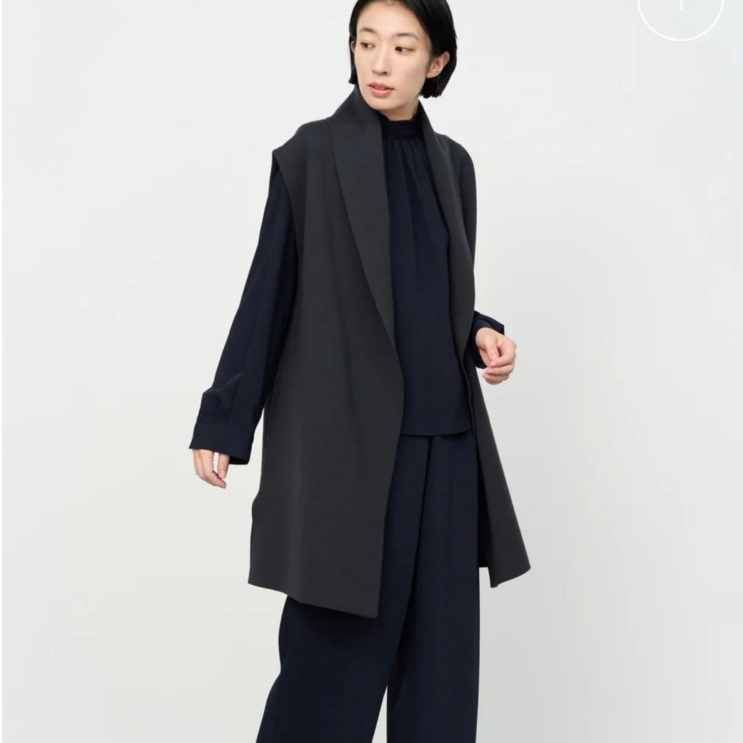 SOEJU ウール混ニットジレベスト　チャコール