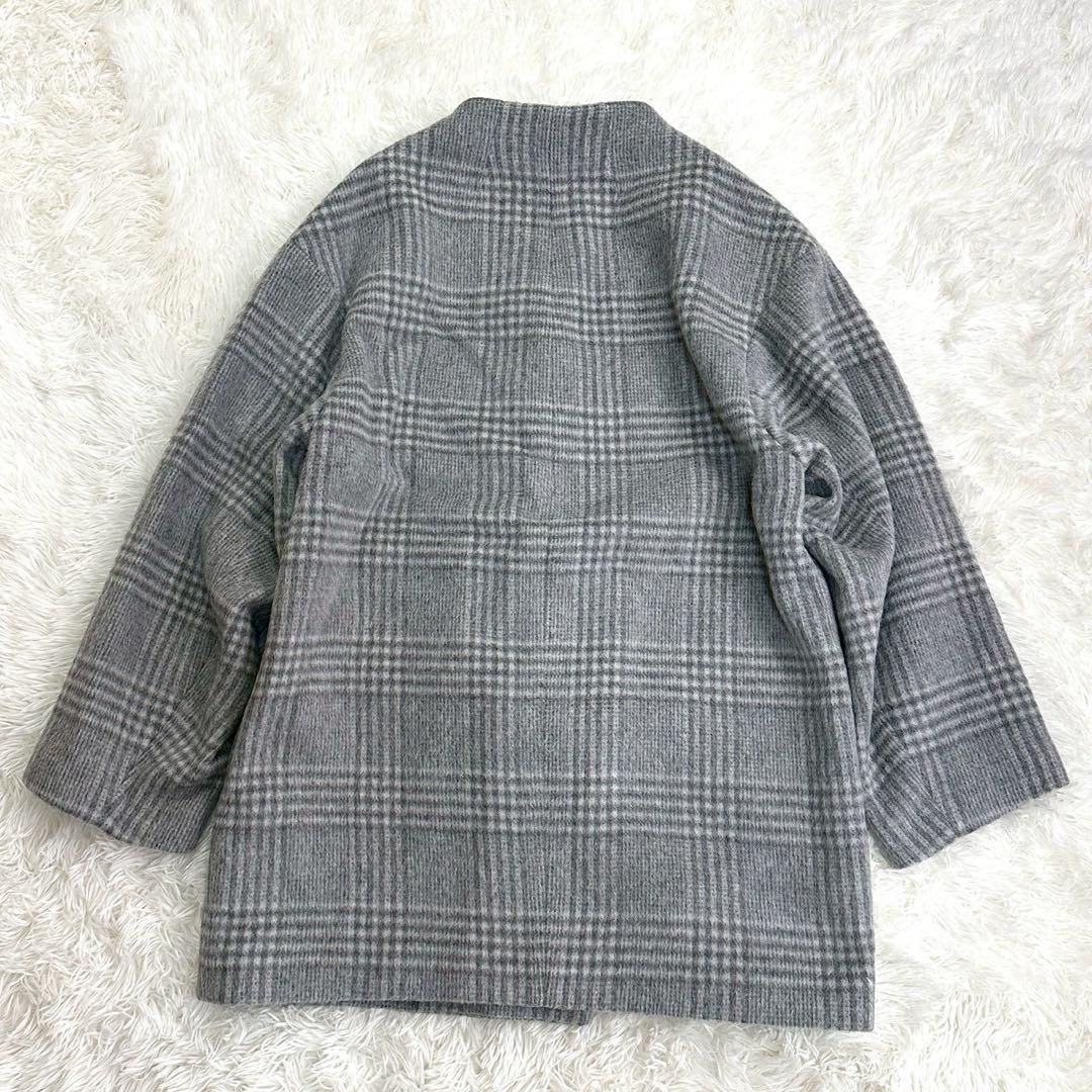 極美品✨ジャーナルスタンダード マンテコ ノーカラーコート チェック柄 グレー
