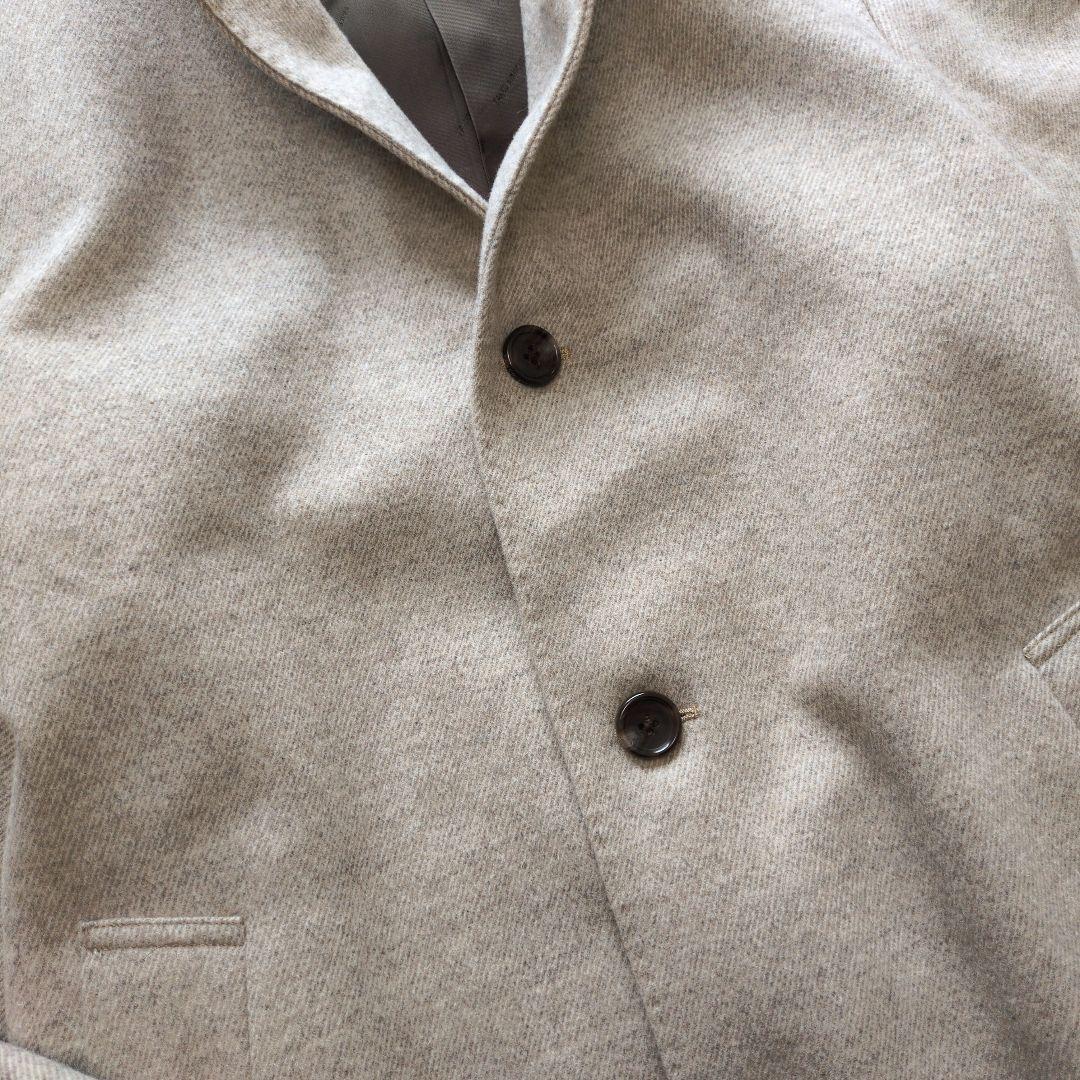 タケオキクチ　カシミア混　ヘリンボーン　スタンドカラーコート　着用感のない美品