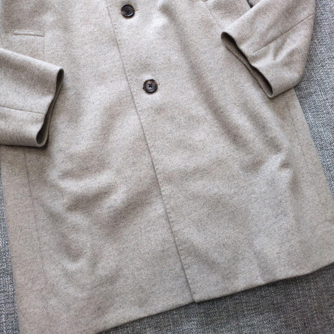 タケオキクチ　カシミア混　ヘリンボーン　スタンドカラーコート　着用感のない美品