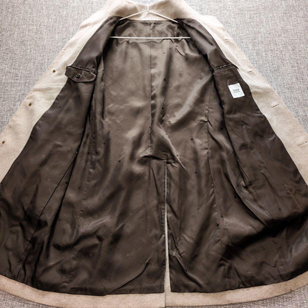 タケオキクチ　カシミア混　ヘリンボーン　スタンドカラーコート　着用感のない美品
