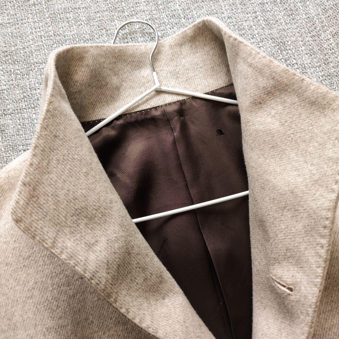 タケオキクチ　カシミア混　ヘリンボーン　スタンドカラーコート　着用感のない美品