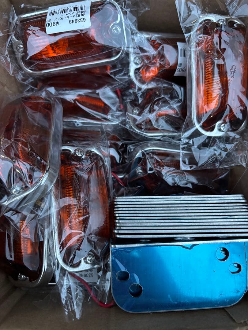 トラック 角マーカー アンバー 14個 14枚ステー込み