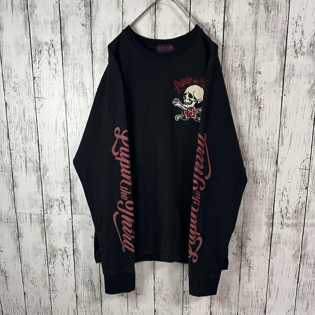 【希少☆ルパン3世】峰不二子☆ロンT☆刺繍☆髑髏☆薔薇☆M 黒
