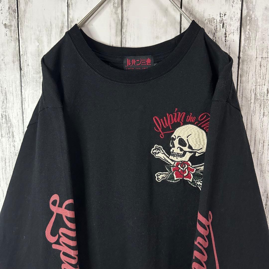 【希少☆ルパン3世】峰不二子☆ロンT☆刺繍☆髑髏☆薔薇☆M 黒
