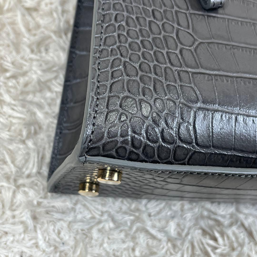 TEDDY BLAKE ショルダーバッグ 2way クロコ型押し グレー系