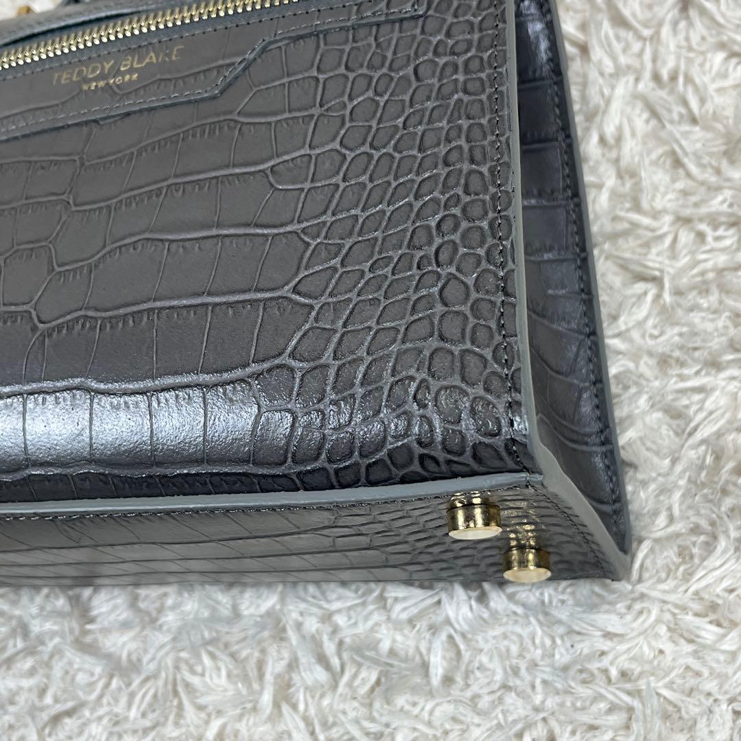 TEDDY BLAKE ショルダーバッグ 2way クロコ型押し グレー系
