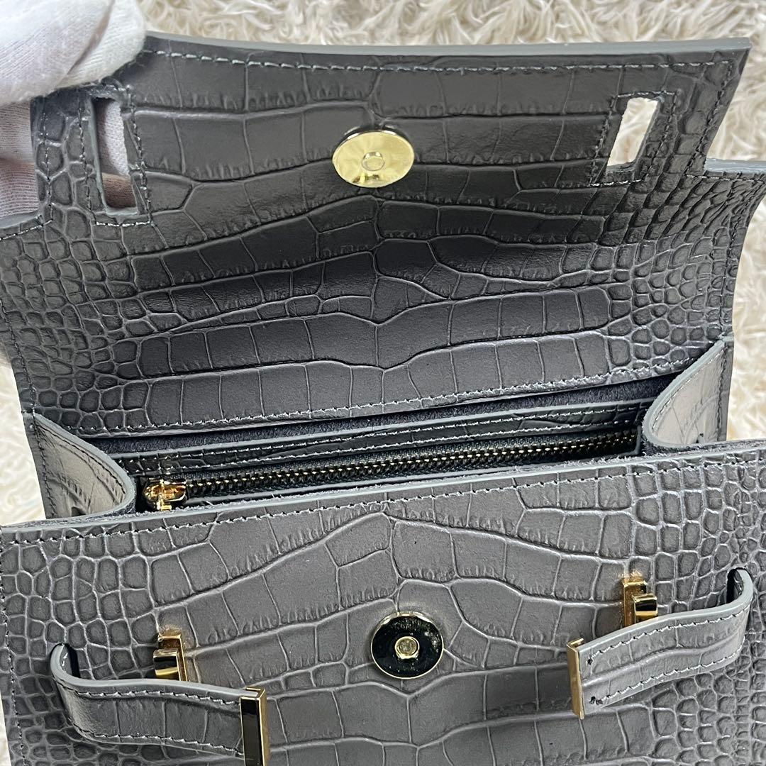 TEDDY BLAKE ショルダーバッグ 2way クロコ型押し グレー系