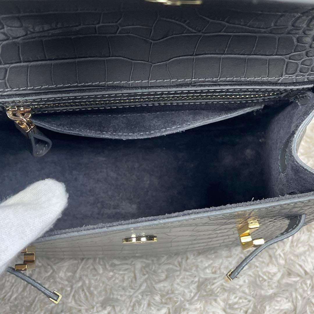 TEDDY BLAKE ショルダーバッグ 2way クロコ型押し グレー系