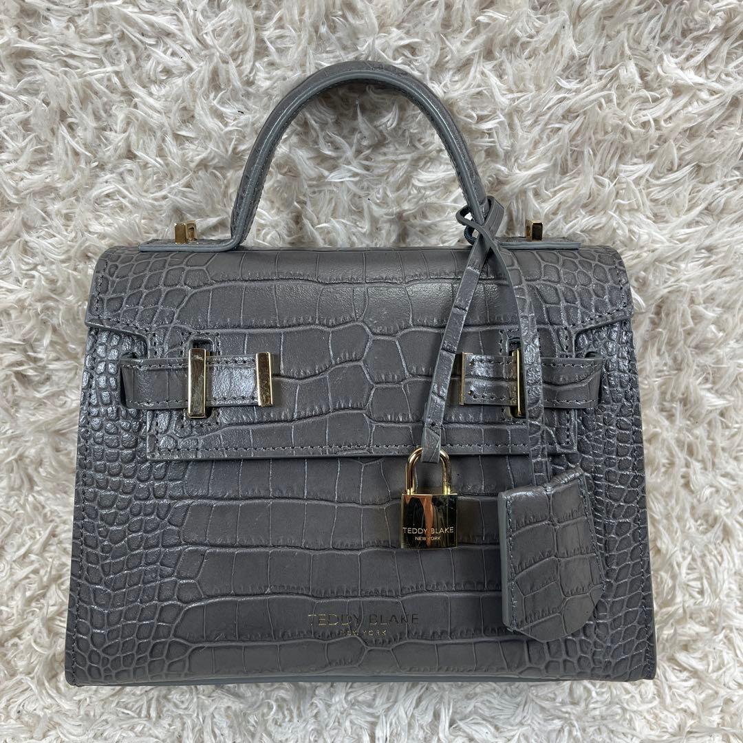 TEDDY BLAKE ショルダーバッグ 2way クロコ型押し グレー系