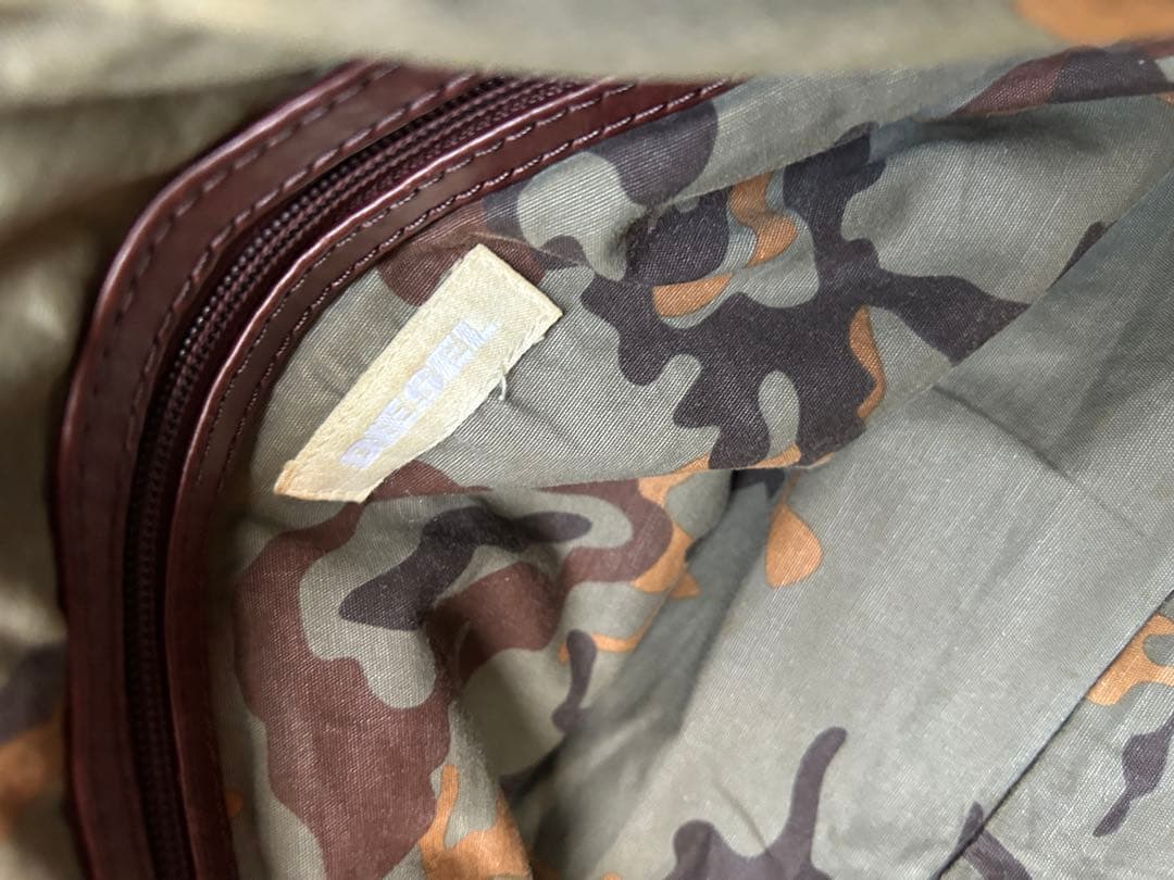 DIESEL 00s レザー×キャンバス×メタル 異素材ミックスボストンバック