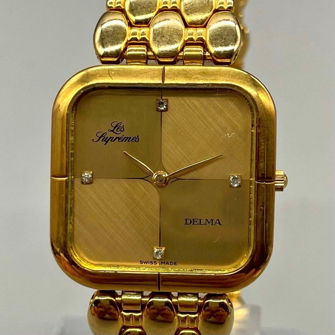 新品電池✨️DELMA les supremes ビジュー ゴールド金具 スクエア