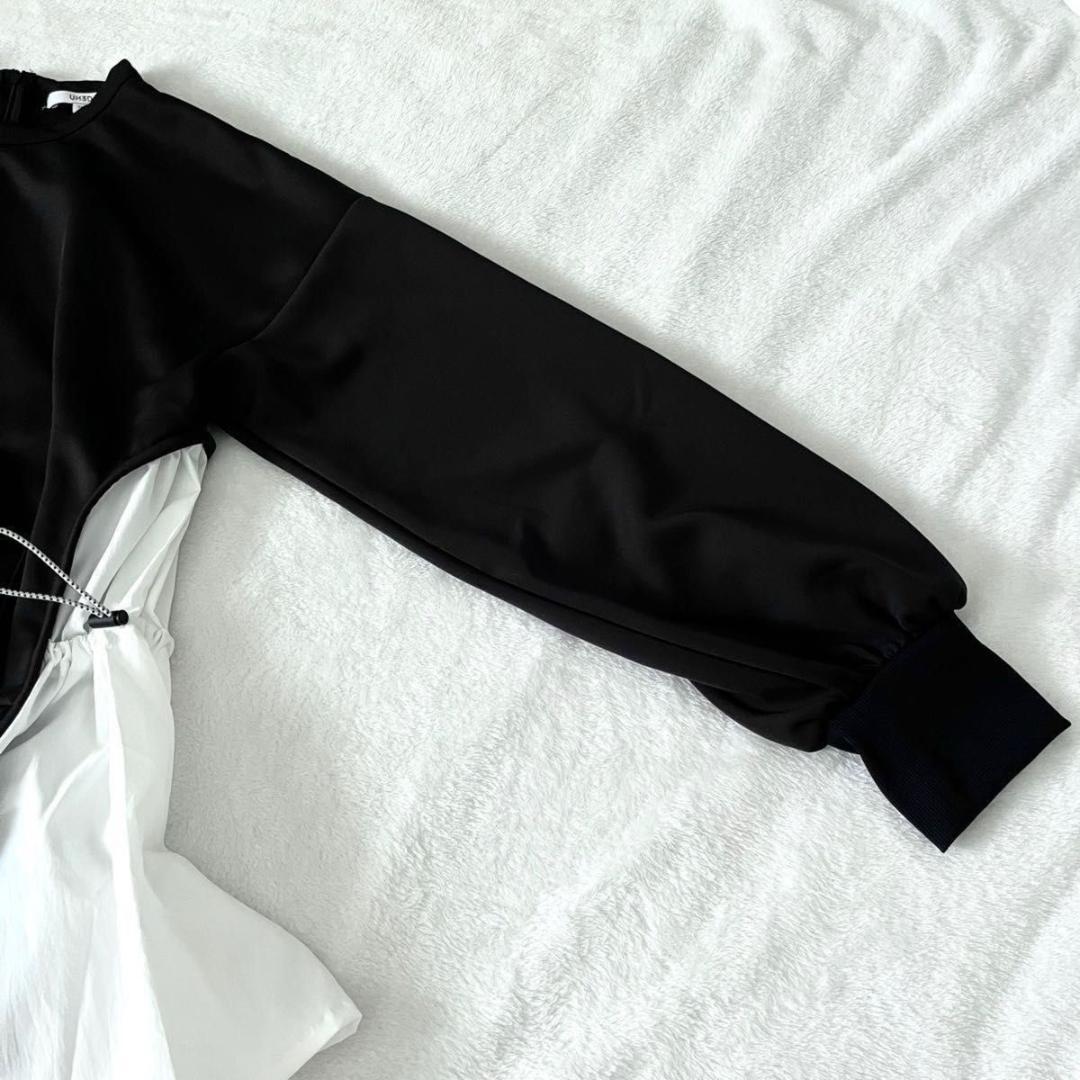 UN3D. シャツドッキングトップ　ブラック　黒　アンスリード　スウェット　長袖