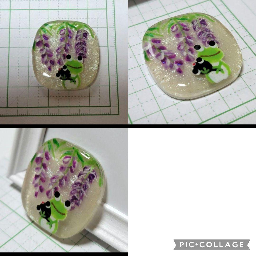 ひまうい様　4.22 カエル　レジンヘアゴム　子守り　藤の花