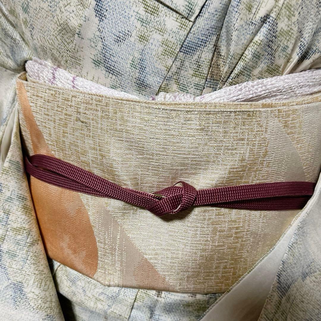 未使用近い　美品　袷　正絹　大島紬　白大島　フルセット　西陣袋帯