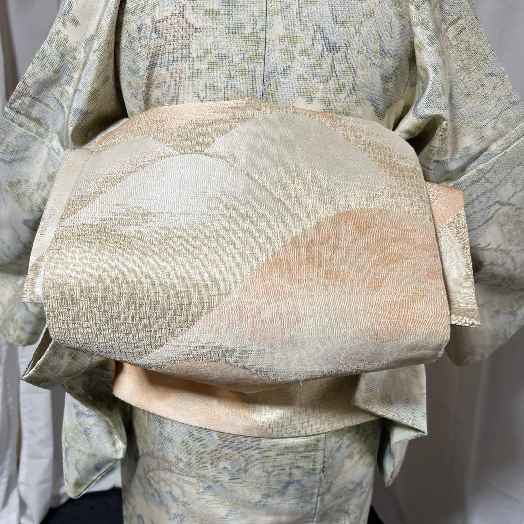 未使用近い　美品　袷　正絹　大島紬　白大島　フルセット　西陣袋帯