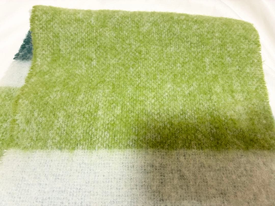 maison kitsuneメゾンキツネ アルパカ マフラー ストライプ ブルー