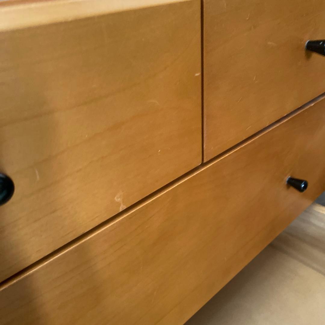 ナチュラルウッド 5段チェスト キャスター付き