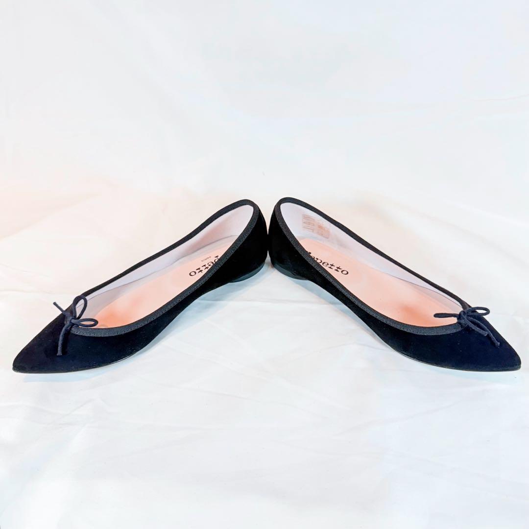 【美品】repetto ブリジット ベロア ポインテッド 黒 37.5