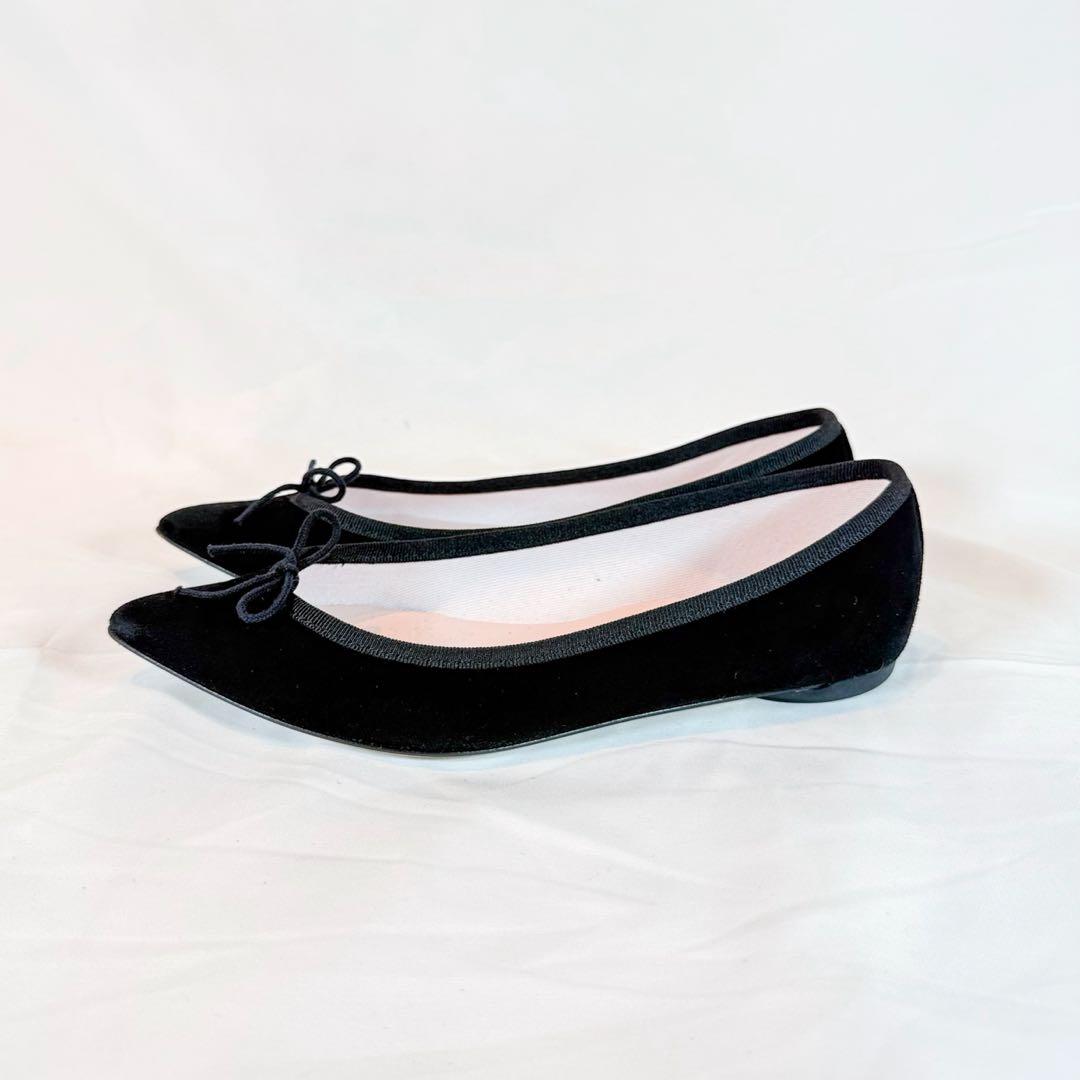 【美品】repetto ブリジット ベロア ポインテッド 黒 37.5