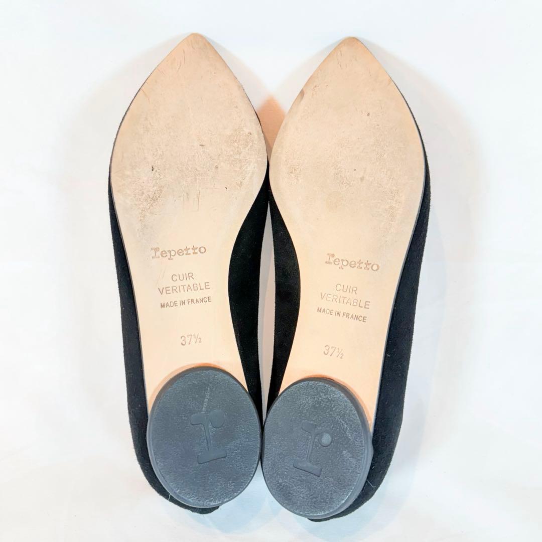 【美品】repetto ブリジット ベロア ポインテッド 黒 37.5