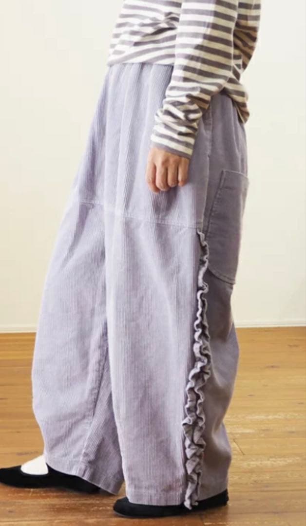 tumugu ツムグ コーデュロイフリルパンツ