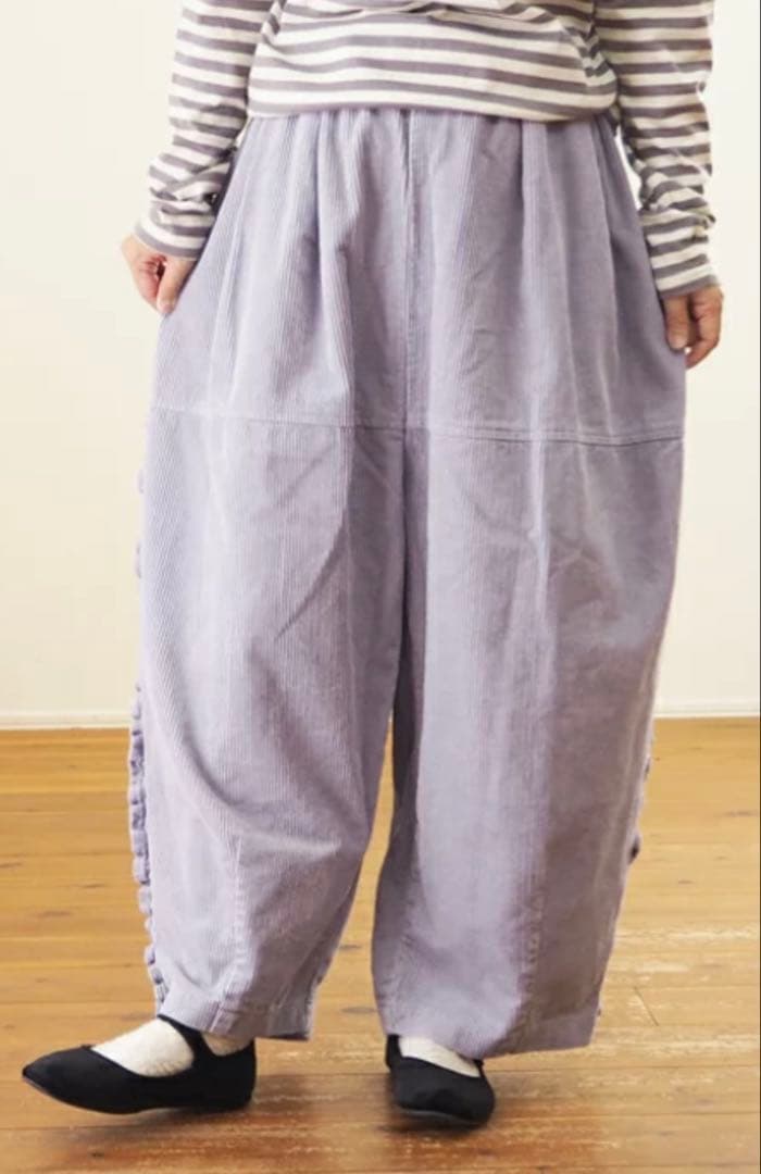 tumugu ツムグ コーデュロイフリルパンツ