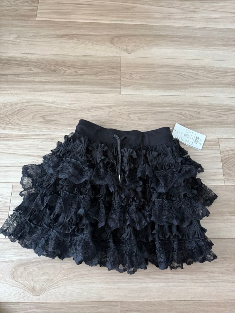 Darich ダーリッチ ボリュームレースフレアミニスカート ブラック