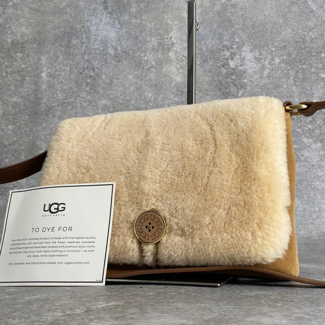 良品 UGG アグ シープスキン ショルダーバッグ スエード本革 ボア ムートン