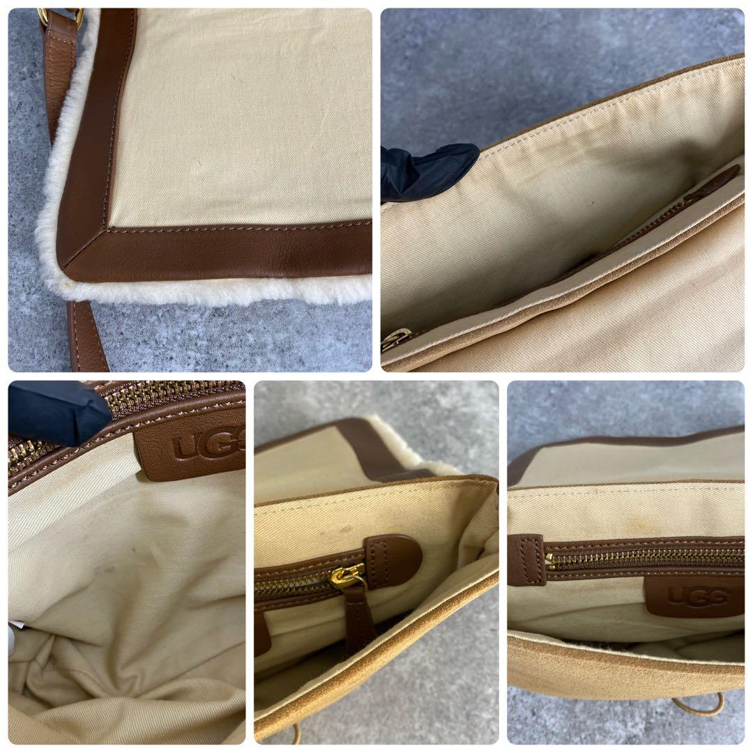 良品 UGG アグ シープスキン ショルダーバッグ スエード本革 ボア ムートン