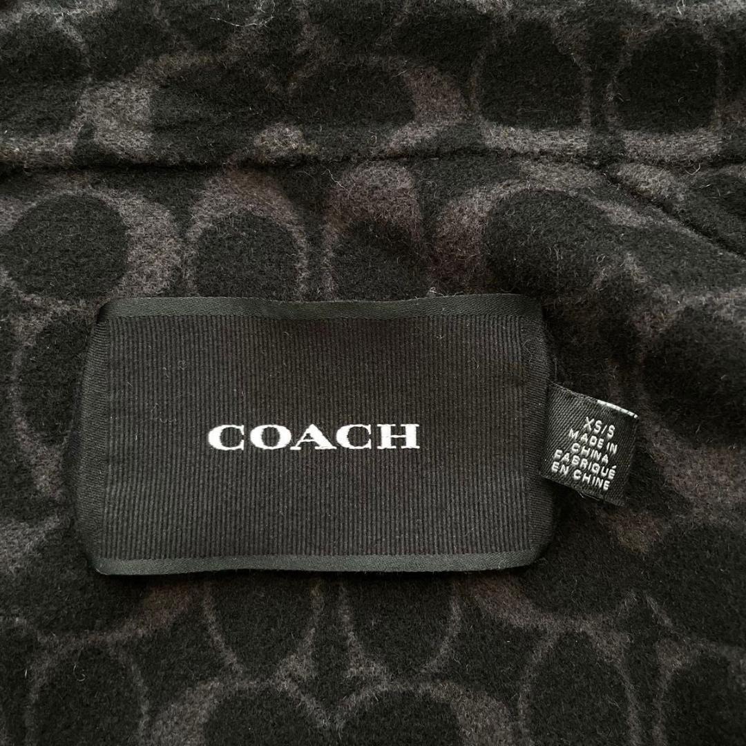 【美品】COACH ウールメルトンケープコート シグネチャー S　ベルト付き