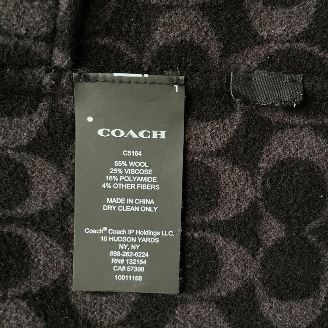 【美品】COACH ウールメルトンケープコート シグネチャー S　ベルト付き