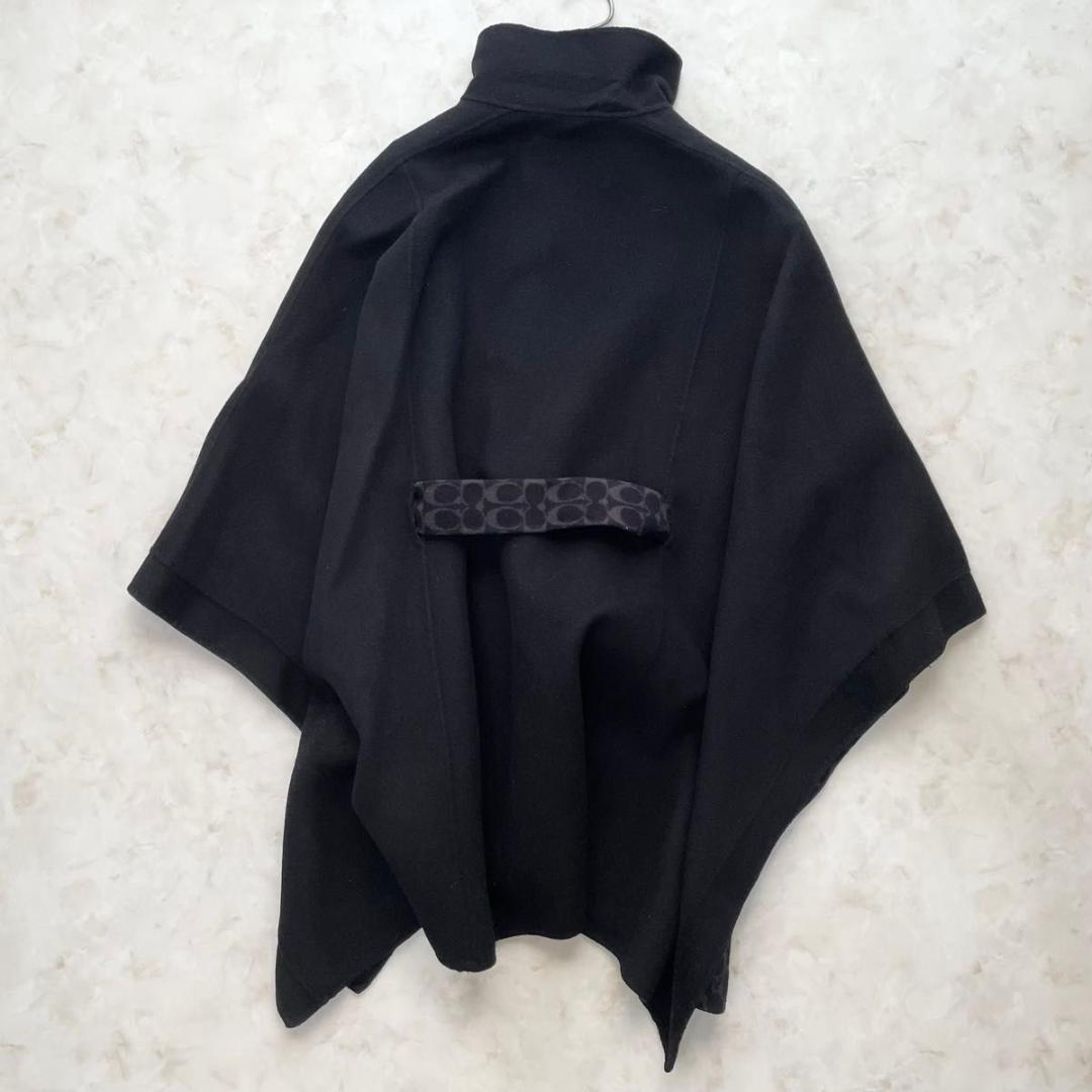 【美品】COACH ウールメルトンケープコート シグネチャー S　ベルト付き