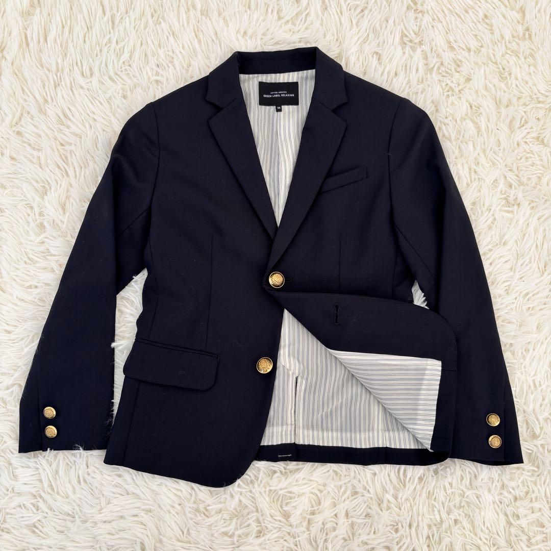 グリーンレーベル子供キッズセットアップスーツ４点 金ボタン紺ブレザーセレモニー