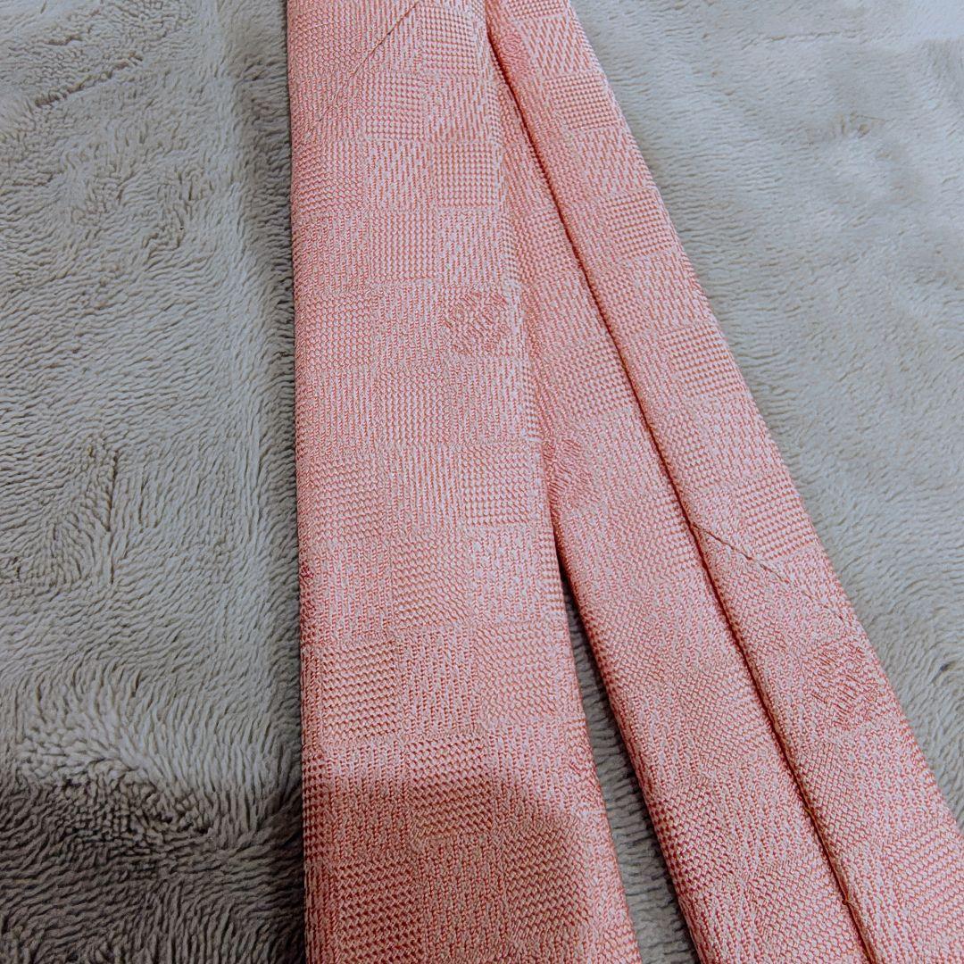 ルイヴィトン ネクタイ ピンク ダミエ柄 LVロゴ シルク100% イタリア製