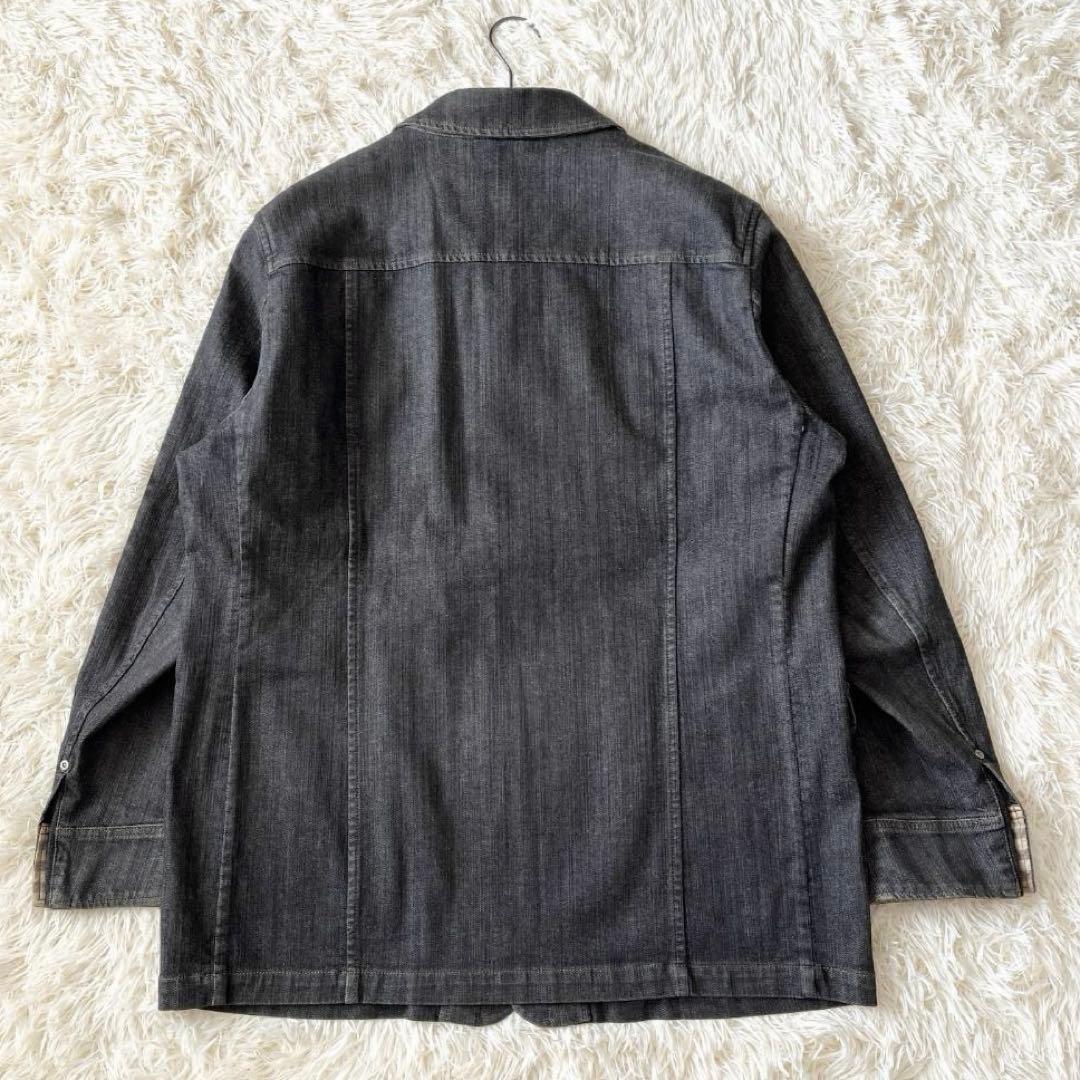 希少ホースピン✨未使用級バーバーリー ブラックデニムジャケットノバチェック LL