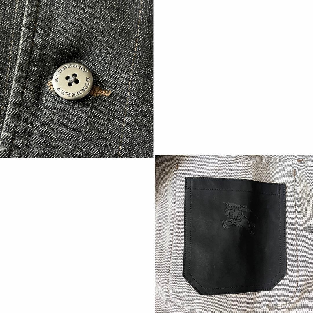 希少ホースピン✨未使用級バーバーリー ブラックデニムジャケットノバチェック LL
