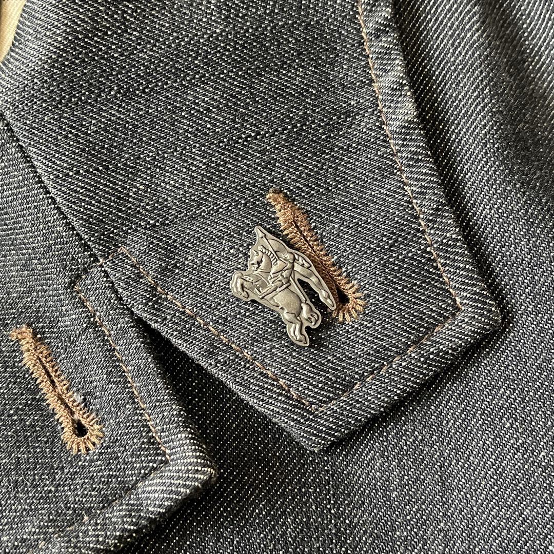 希少ホースピン✨未使用級バーバーリー ブラックデニムジャケットノバチェック LL