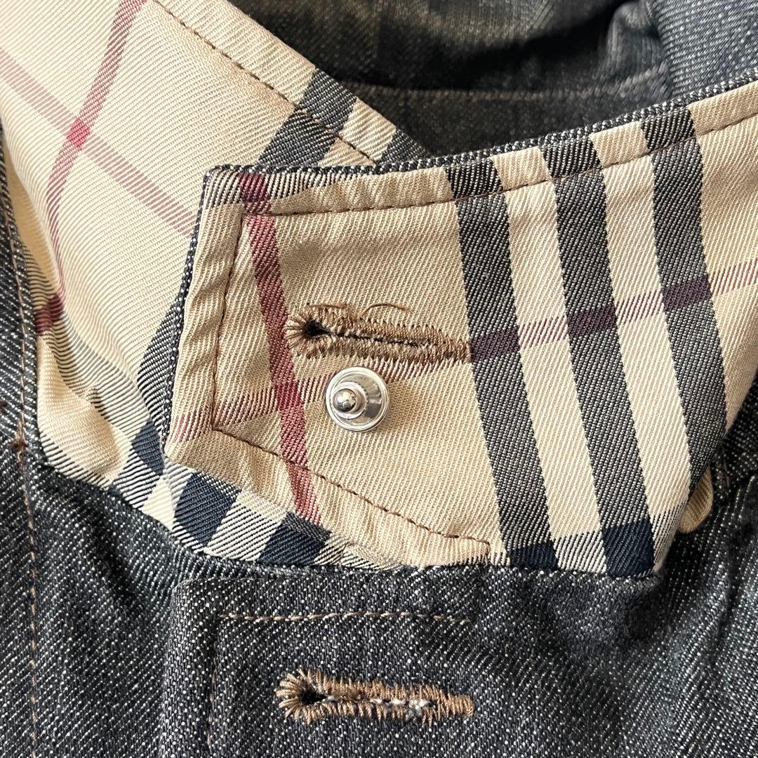 希少ホースピン✨未使用級バーバーリー ブラックデニムジャケットノバチェック LL