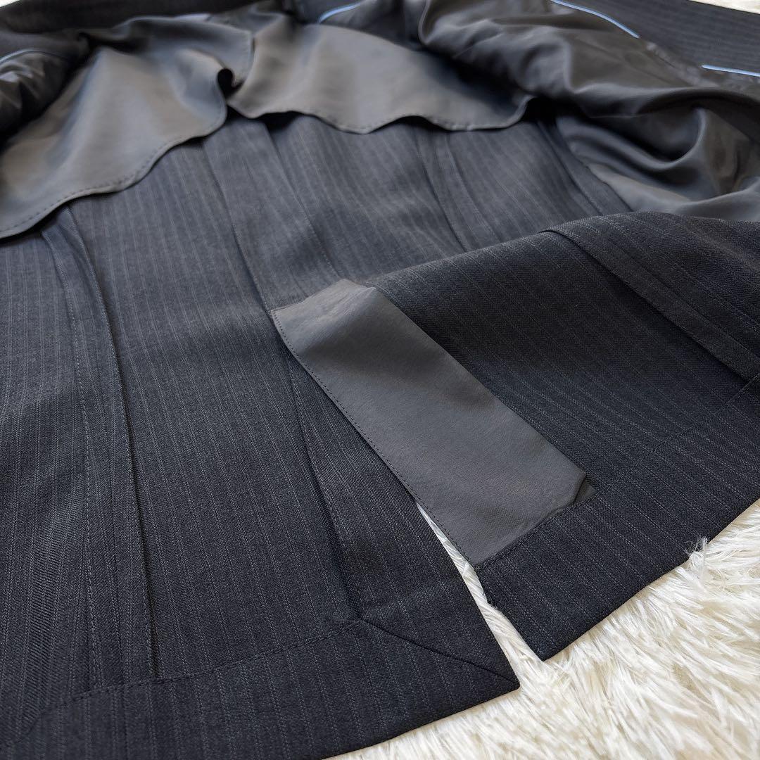 ☆未使用級☆ ウォッシャブル ビジネススーツ ストライプ 機能性 グレー LL