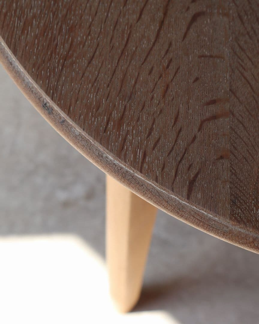 楢(ナラ)とブナ材のカフェテーブル　古道具 古家具 丸テーブル 店舗什器