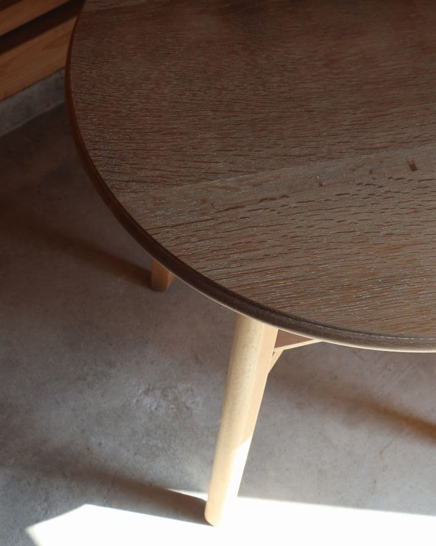 楢(ナラ)とブナ材のカフェテーブル　古道具 古家具 丸テーブル 店舗什器