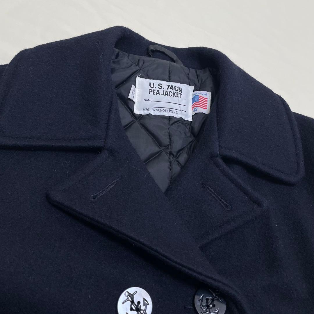 ● 【美品】 ショット 740N PEA JACKET ショートピーコート 紺